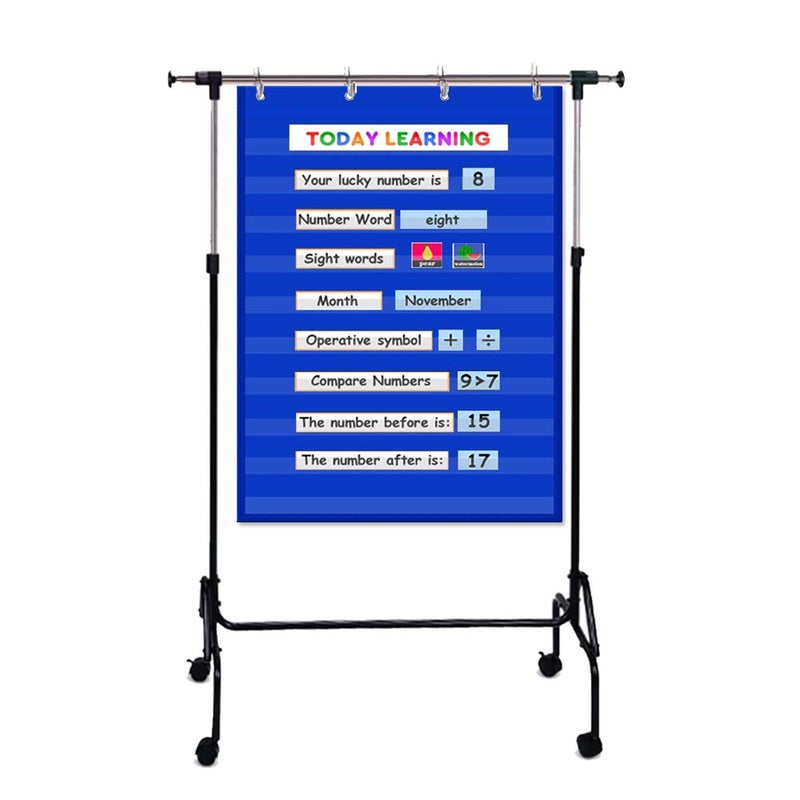 AUVCAS Standard Pocket Chart Clear 10 Pockets Chart for Classroom & Home Heavy Duty Hanging Pocket Chart for Word Wall/Letter Cards/Sentence Strips 28Wx43L,Blue - Image 5